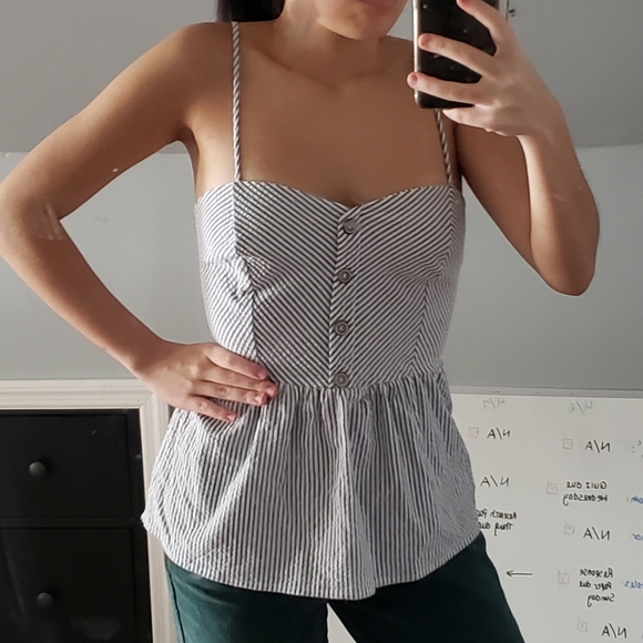 Striped Spaghetti Strap Fit And Flare Bustier Top - Picture 3 of 4